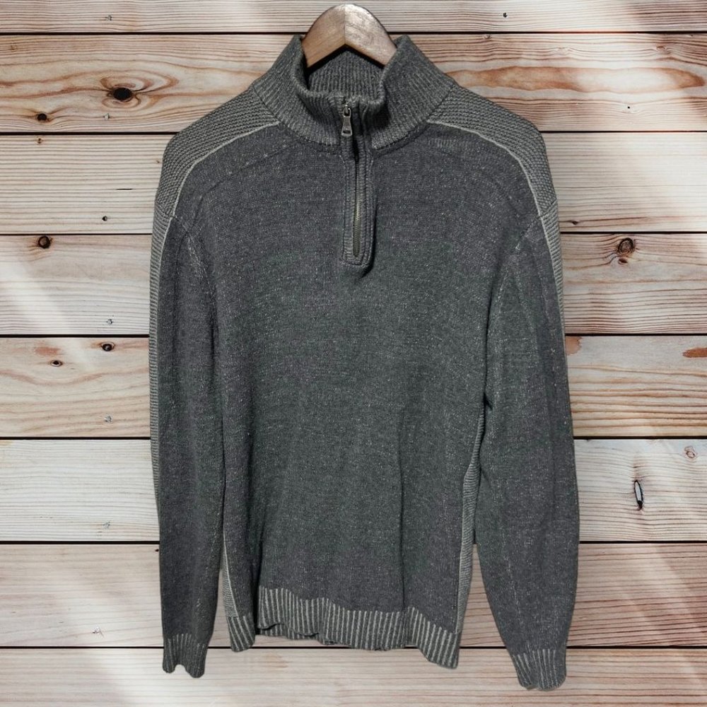 BKE 1/4 Zip Sweater Gray Size Large